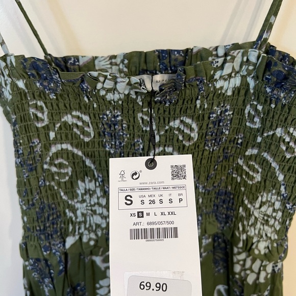 ZARA PRINTED MIDI DRESS GREEN SIZE S | 6895/057 - Picture 6 of 6